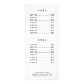 ブラックロゴ白いサロンサービスメニューラックカード ラックカード (裏面)