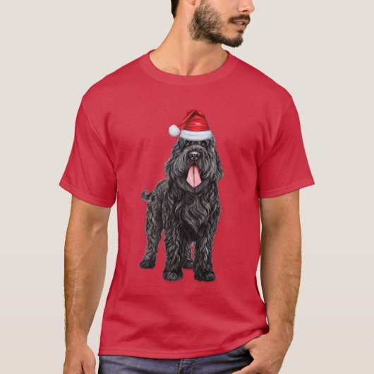ブラックロシアのテリア犬の愛クリスマスおもしろい Tシャツ (正面)