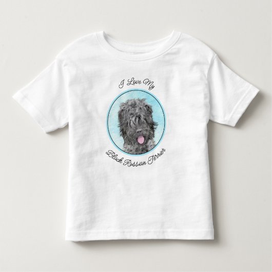 ブラックロシアのテリア絵画ズ – かわいいオリジナル犬 トドラーTシャツ (正面)