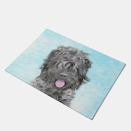 ブラックロシアのテリア絵画ズ – かわいいオリジナル犬 ドアマット (アングル)