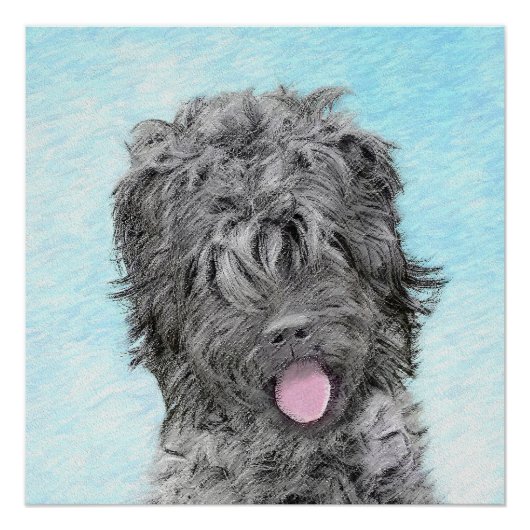 ブラックロシアのテリア絵画ズ – かわいいオリジナル犬 ポスター (正面)