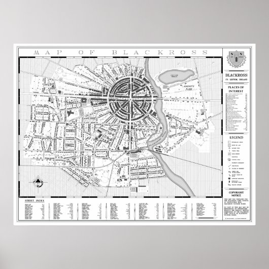 ブラックロス町の壁地図 ポスター (正面)