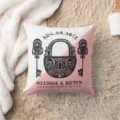 ブラックロックと鍵ヴィンテージ結婚スケレットのデザイン クッション (ブランケット)