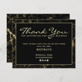 ブラックロックフェイクストーンの質感フレーム サンキューカード (正面/裏面)