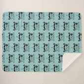 ブラックロビン卵ブルーの口ひげユーモア シェルパブランケット (正面(横))