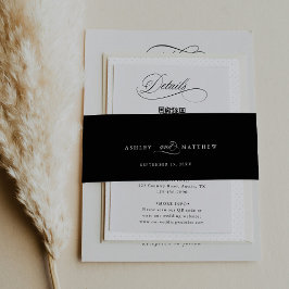 ブラックロマンチック結婚書道 招待状ベリーバンド