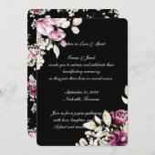 ブラックロマンティックブルーム フローラル 牡丹 招待状 (正面/裏面)