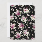 ブラックロマンティックブルーム フローラル 牡丹 招待状 (裏面)
