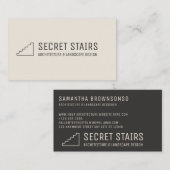 ブラックロミニマルゴ・アーキテクチャ階段ステップ 名刺 (正面/裏面)