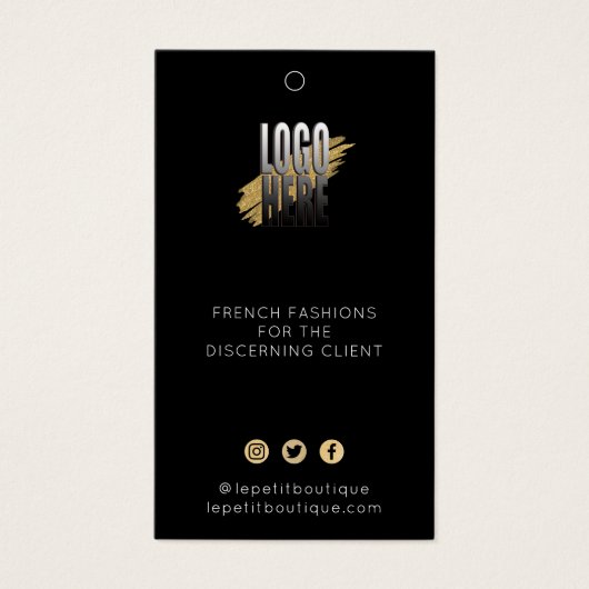 ブラックロモダンゴ衣料価格ラベルソーシャルアイコン (正面)