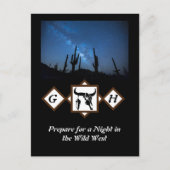 ブラックロングウブルスカルシルエットモノグラムフォト インビテーションポストカード (正面)