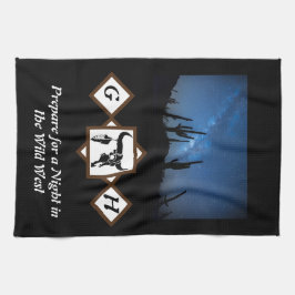 ブラックロングウブルスカルシルエットモノグラムフォト キッチンタオル