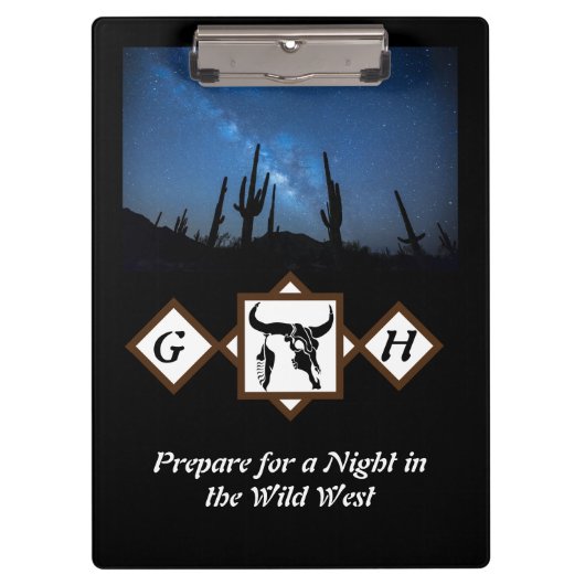 ブラックロングウブルスカルシルエットモノグラムフォト クリップボード (正面)