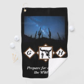 ブラックロングウブルスカルシルエットモノグラムフォト ゴルフタオル (インサイチュ)