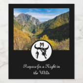 ブラックロングホーンスカルシルエットモノグラムフォト ワインラベル (シングルラベル)