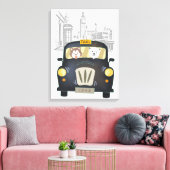 ブラックロンドンタクシー犬の運転 キャンバスプリント (インサイチュ (リビング))