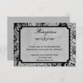 ブラックローズゴシックフレームウェディングレセプション 招待状 (正面/裏面)