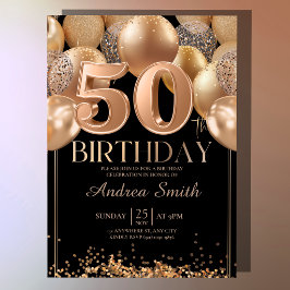 ブラックローズゴールドの50歳の誕生日パーティーの華やかさ 招待状
