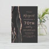 ブラックローズゴールドアゲート ダーク 70歳の誕生日パーティー 招待状 (スタンド正面)