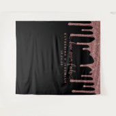 ブラックローズゴールドグリッター垂れ下がりウェディングバックドロップ タペストリー (正面(横))