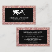 ブラックローズゴールドグリッター スキューバダイビングインストラクター 名刺 (正面/裏面)