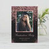 ブラックローズゴールドグリッター フォト 卒業パーティー 招待状 (スタンド正面)