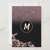 ブラックローズゴールドグリッター フラワエンゲージメント 招待状 (裏面)