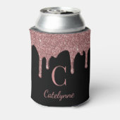 ブラックローズゴールドスパークルグリッター ドリップ モノグラム 缶クーラー (缶裏面)