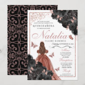 ブラックローズゴールドバタフライプリンセス キンセアニエラ 招待状 (正面/裏面)