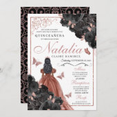 ブラックローズゴールドバタフライプリンセス キンセアニエラ 招待状 (正面/裏面)