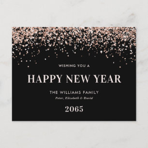 ブラックローズゴールドラメ 写真 Happy New Year シーズンポストカード
