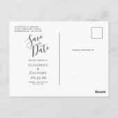 ブラックローズゴールド アゲート 写真付き結婚式日程はがき ポストカード (裏面)