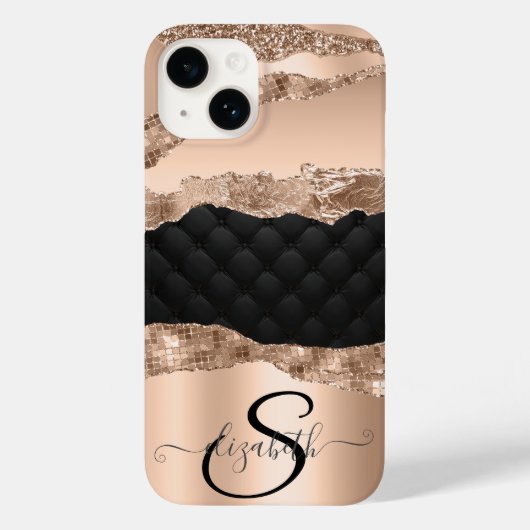 ブラックローズゴールド グリッター スパンコール Case-Mate iPhoneケース (裏面)