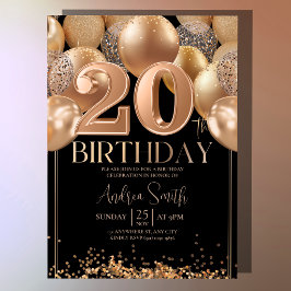 ブラックローズゴールド 20歳の誕生日 グラマラスバルーン 招待状