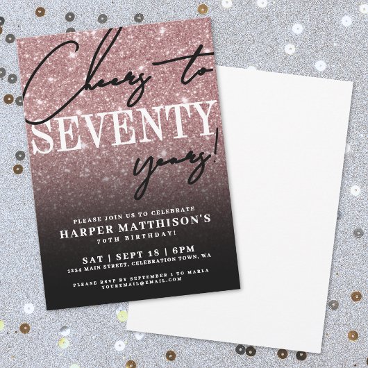 ブラックローズゴールド　70歳の誕生日 招待状