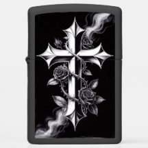 ブラックローズデザインのゴシッククロスZippo #6