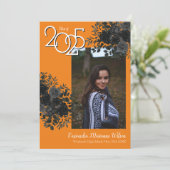 ブラックローズ オレンジ スクール カラー 卒業 招待状 (スタンド正面)