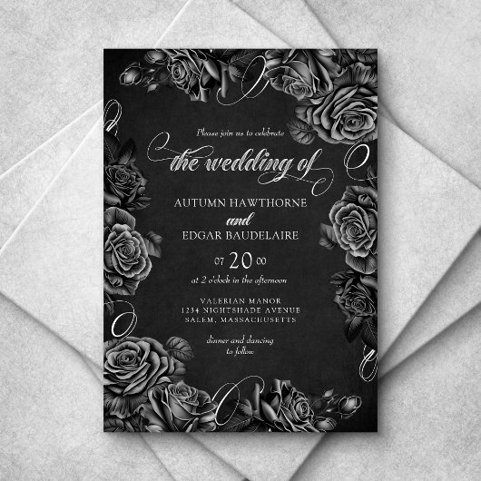 ブラックローズ ゴシックウェディング 招待状