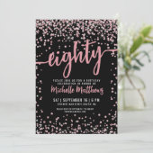 ブラックローズ ゴールドグリッター 80歳誕生日 招待状 (スタンド正面)