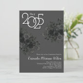 ブラックローズ ダークゴシック 卒業パーティー グレー 招待状 (スタンド正面)