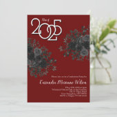 ブラックローズ ダーク ゴシック 卒業パーティ マロン 招待状 (スタンド正面)