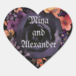 ブラックローズ フローラル ハロウィン ウェディング フェイバー ハートシール