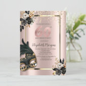 ブラックローズ・マスク・コンフェッティ・ローズゴールド 60th 招待状 (スタンド正面)