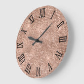 ブラックローマ数字バラ金ゴールドディスコグリッター ラージ壁時計 (傾斜)