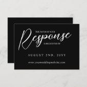 ブラックローレルモノグラムお願い応答RSVPオンライン 出欠カード (正面/裏面)