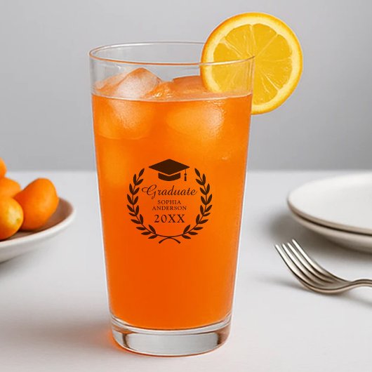 ブラックローレルリースグラッドキャップ大学院名&クラス タンブラーグラス