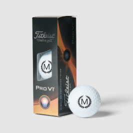 ブラックローレルリースモノグラムタイトリストPro V1 ゴルフボール