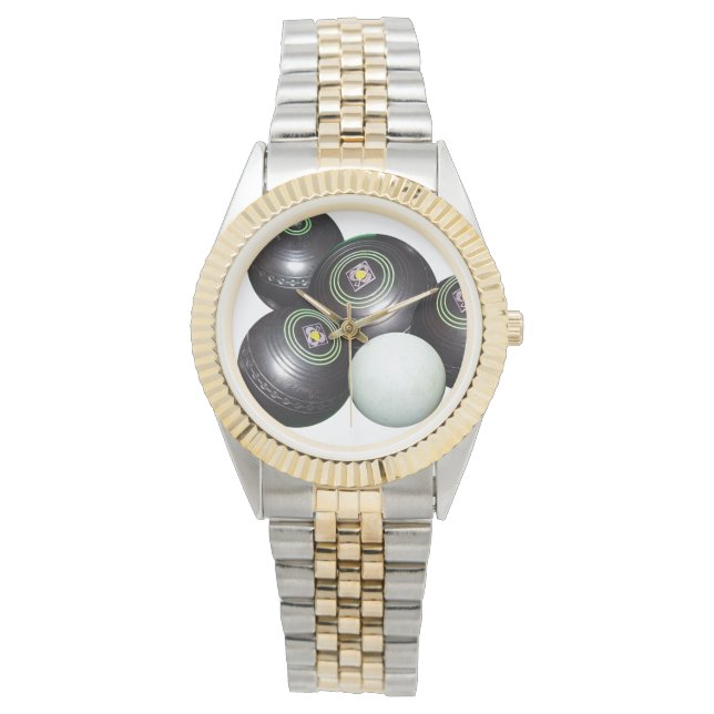 ブラックローンボウルと子猫 腕時計 (正面)