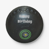 ブラックローンボウル、誕生日紙プレート ペーパープレート (正面)