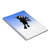 ブラックロ飛んでいるボットの青空の背景 ノートブック (右側)